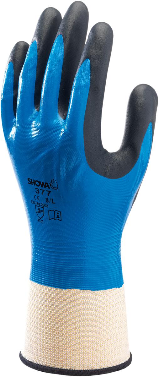Showa 377 Nitrile Foam Grip FC Blue Nylon, Polyester Work Gloves, Size 9, Nitrile Foam Coating