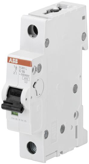 ABB System Pro M Compact S200L MCB, 1P, 16A Curve C, 400V AC, 6 kA Breaking Capacity