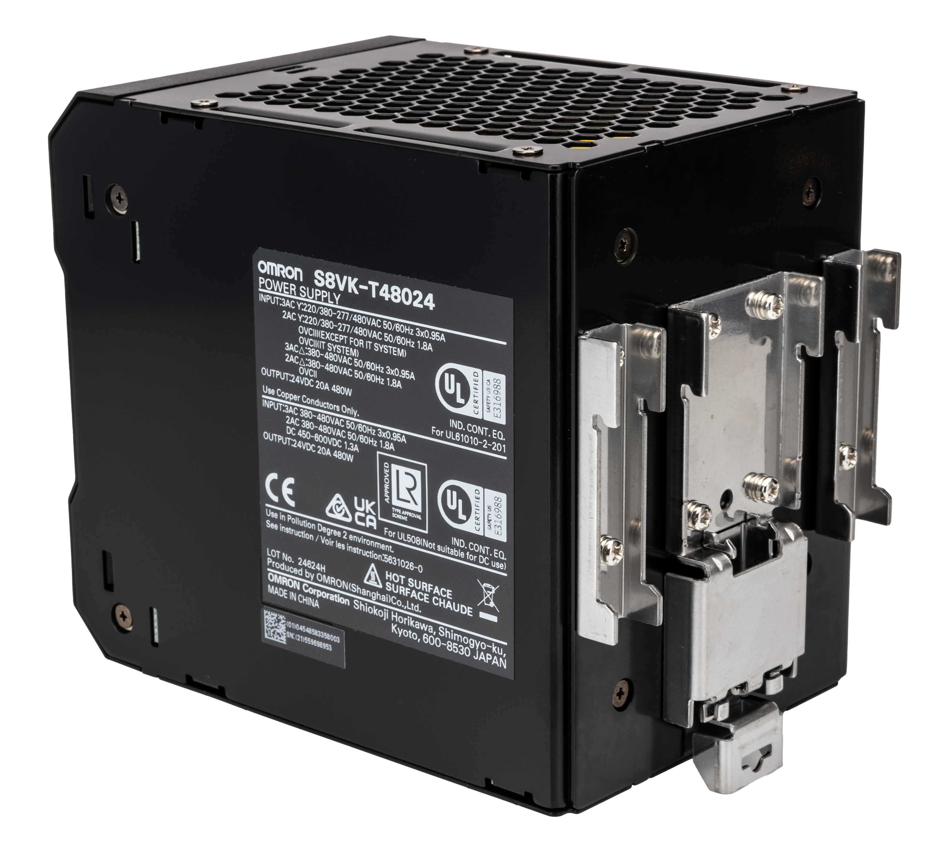 Omron S8VK-T Switched Mode DIN Rail Power Supply, 380 → 480V ac ac Input, 24V dc dc Output, 20A Output, 480W