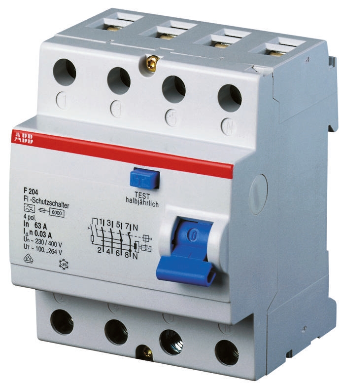 ABB F200 RCCB, 25A, 4 Pole, 300mA, Type A