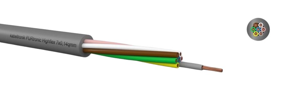 Kabeltronik PURtronic D Series Multicore Industrial Cable, 3 Cores, 0.14 mm², 26 AWG, 100m, Shielded Shield, Multicore