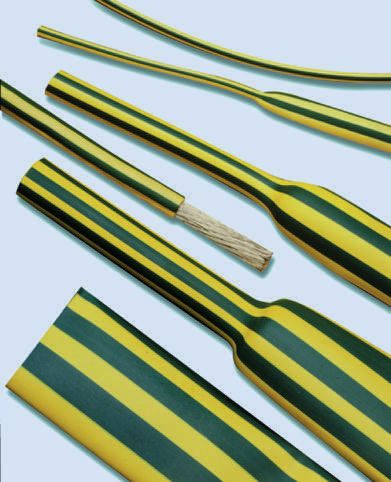 TE Connectivity Heat Shrink Tubing, Green/Yellow 3mm Sleeve Dia. x 1.5m Length 2:1 Ratio, DCPT Series