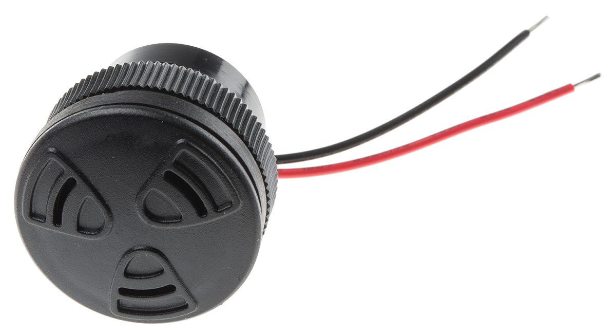 RS PRO 100dB Wire Leads Continuous Internal Magnetic Buzzer Component, 33 x 28.9mm, 5V dc Min, 25V dc Max