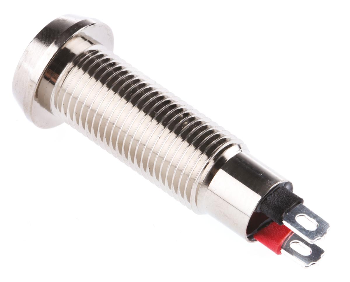 Marl Red Panel Mount Indicator, 24V dc, 8.1mm Mounting Hole Size, Solder Tab Termination, IP67