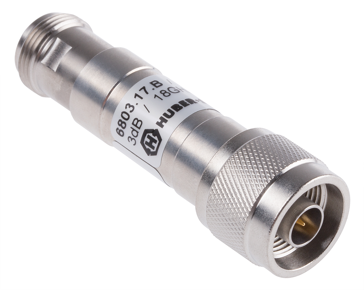 Huber+Suhner 50Ω RF Attenuator N Connector N Plug to N Socket 0.8 dB, 3 dB, Operating Frequency 18GHz