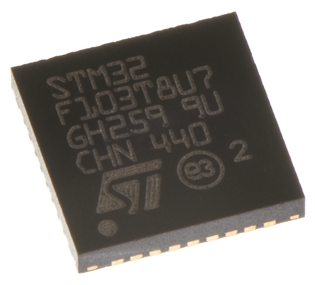 STMicroelectronics STM32F103T8U7, 32 bit ARM Cortex M3, STM32F103T8 Microcontroller, 72 MHz, 64kB FLASH, 36-Pin VFQFPN