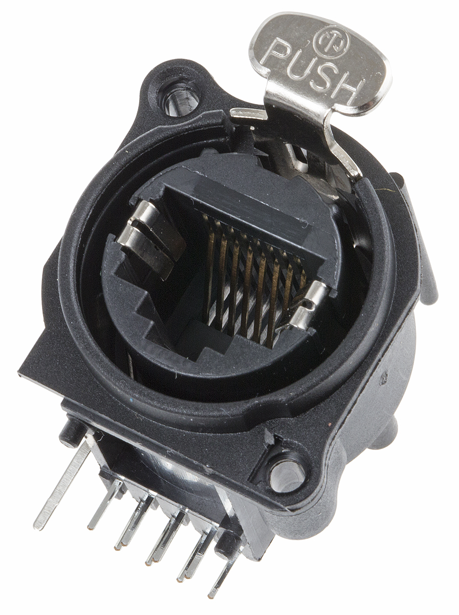 Neutrik etherCON Series Female RJ45 Connector, Through Hole Right Angle 1 Port