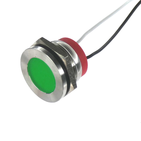 CML Innovative Technologies PL22SL Series Green Panel LED, 24V, 22mm Mounting Hole Size, Lead Wires Termination, IP67