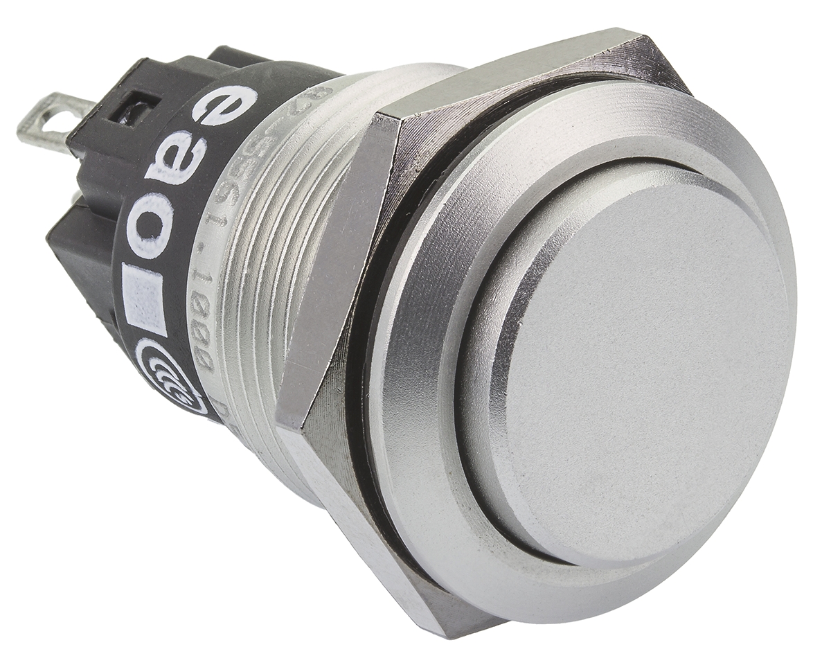 EAO 82 Series Push Button Switch, Momentary, Panel Mount, 19mm Cutout, SPDT, 240V, IP65, IP67