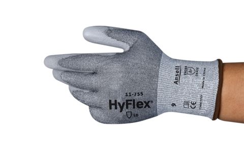Ansell Hyflex Grey Polyurethane Cut Resistant Gloves, Size 8, Polyurethane Coating