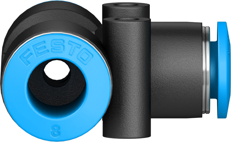 Festo QST-8-6-50 Series Tee Tube-to-Tube Adaptor Push In 4 mm, Push In 8 mm, Tube-to-Tube Connection Style, 130821
