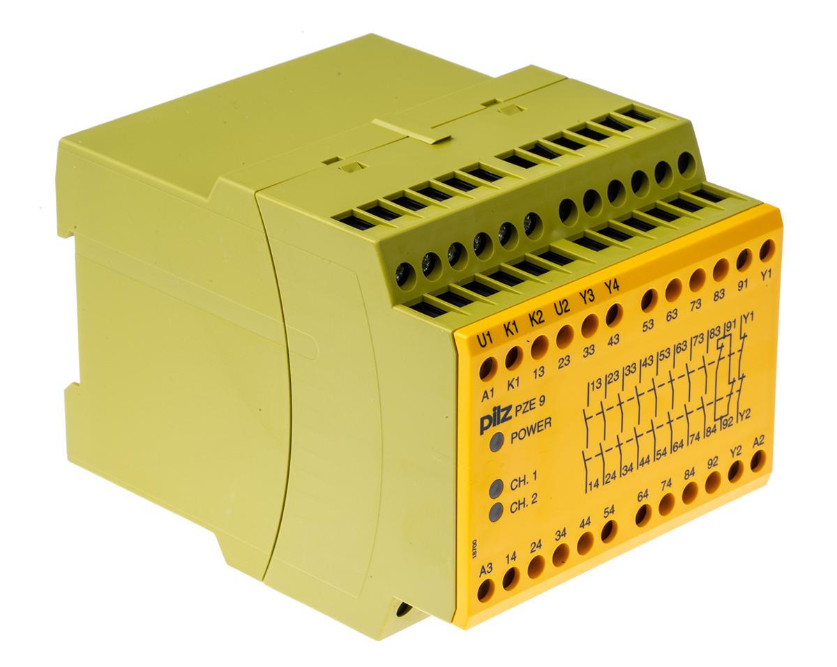 Pilz PNOZ X PZE 9 1 Auxiliary Contacts Safety Relay 24V dc, Dual-Channel 8 Safety Contacts