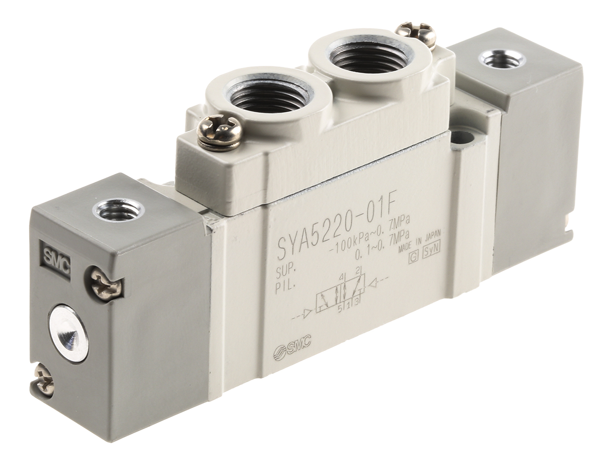 SMC 5/2 Pneumatic Solenoid Valve - Pilot/Pilot G 1/8 SYA5000 Series