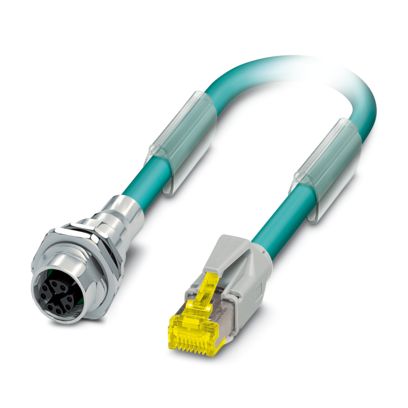 Phoenix Contact1417828, 500mm Cat6a, Light Blue M12 to Female, Shielded Shielded, Terminated Polyurethane Sheath