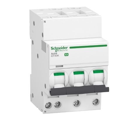Schneider Electric Acti 9 Acti9 iDT40K XA MCB, 3+N, 25A Curve C, 230V AC