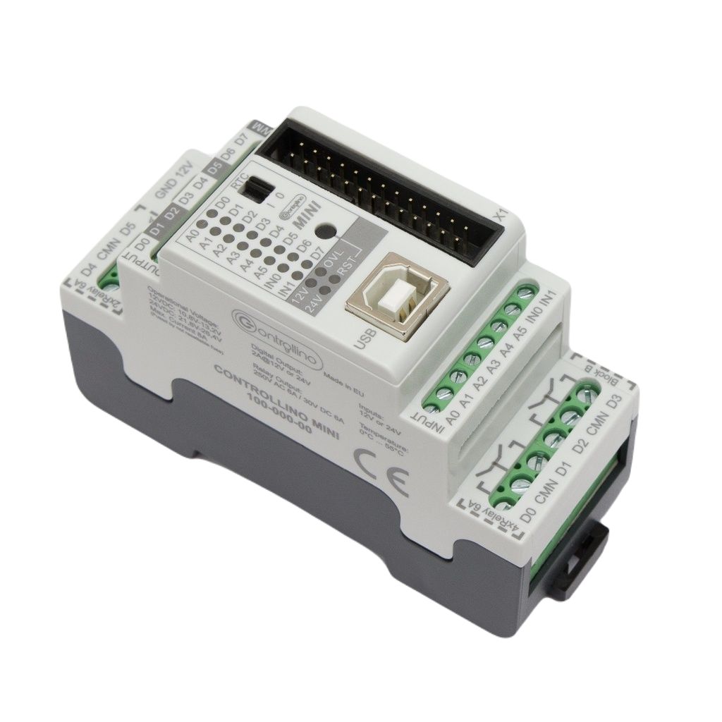 Controllino Controllino MINI Series Controller for Use with Top Hat Rail, 12 or 24 V dc Supply, Relay Output, 8-Input,