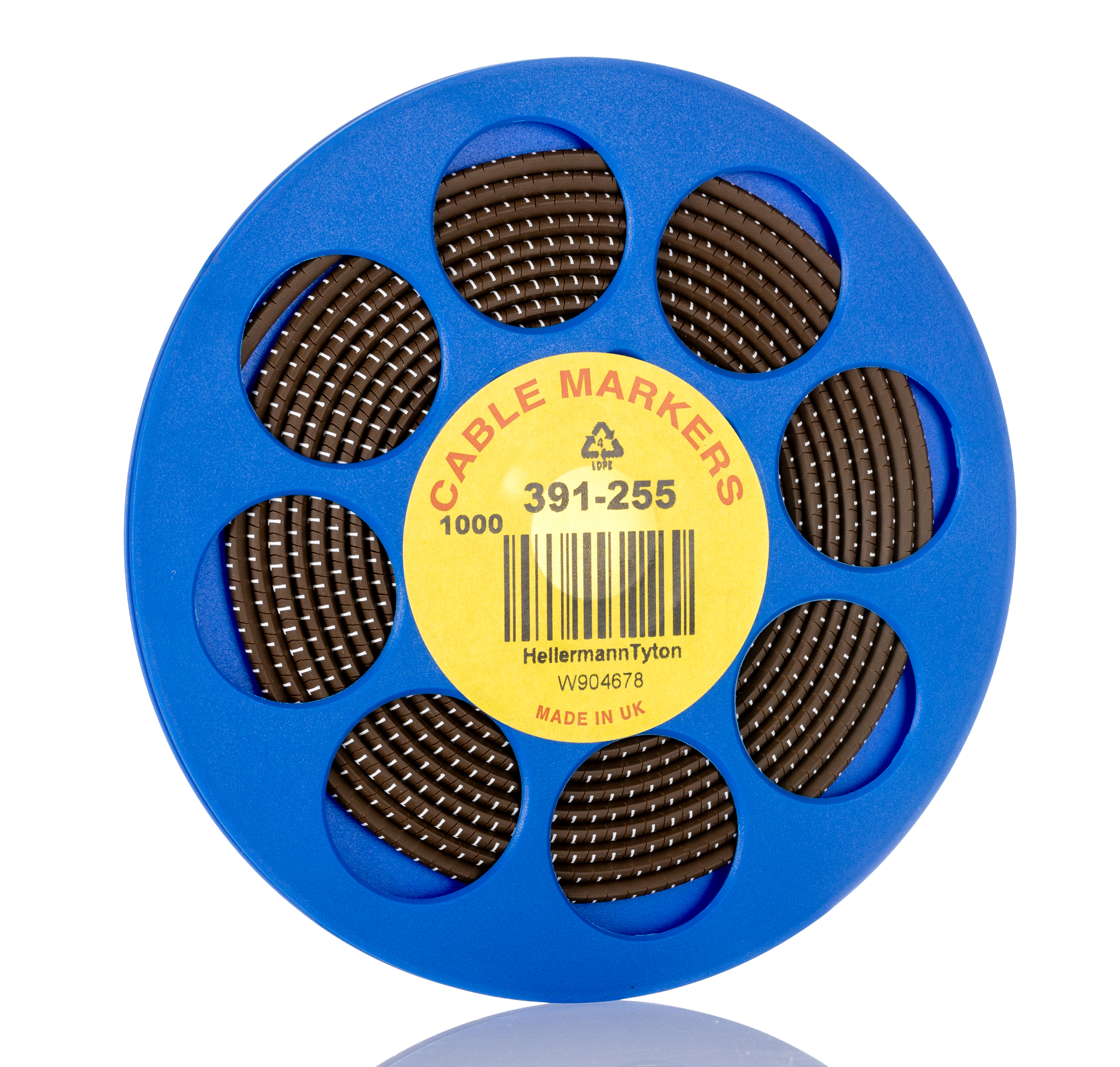 HellermannTyton Helagrip Slide On Cable Markers, White on Brown, Pre-printed "1", 1 → 3mm Cable, 901-10268