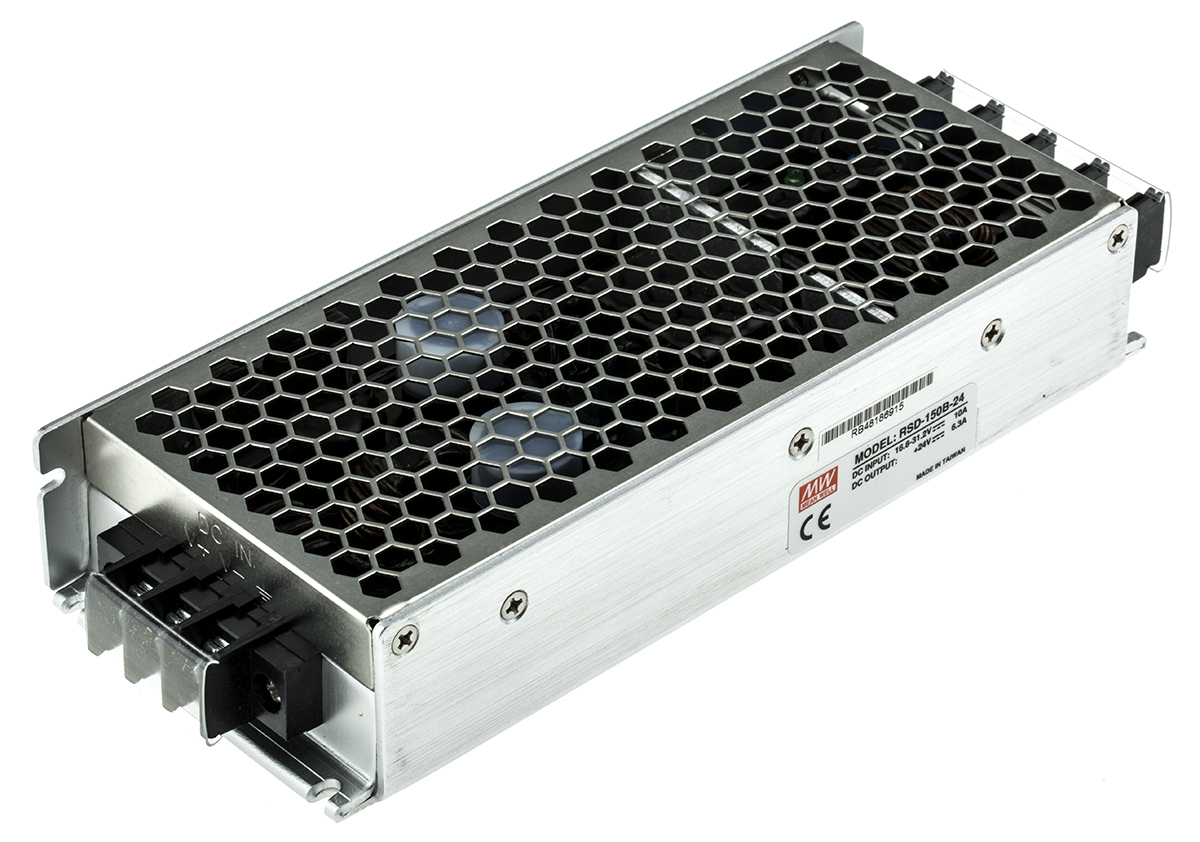 MEAN WELL RSD 150 DC-DC Converter, 24V dc/ 6.3A Output, 16.8 → 31.2 V dc Input, 151.2W, Chassis Mount, +70°C Max
