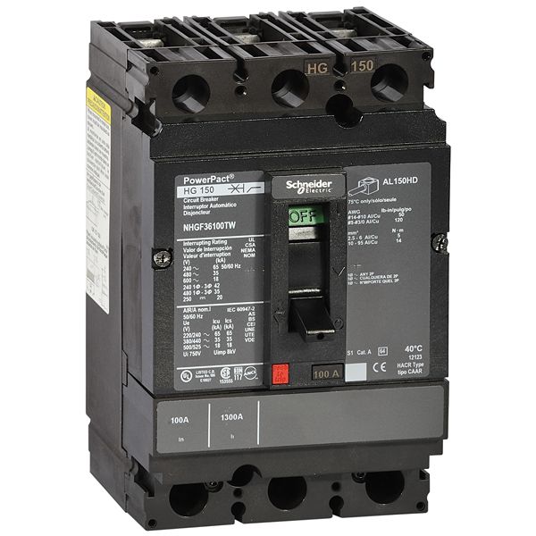 Schneider Electric, PowerPact MCCB 3P 20A, Breaking Capacity 18 kA, DIN Rail Mount