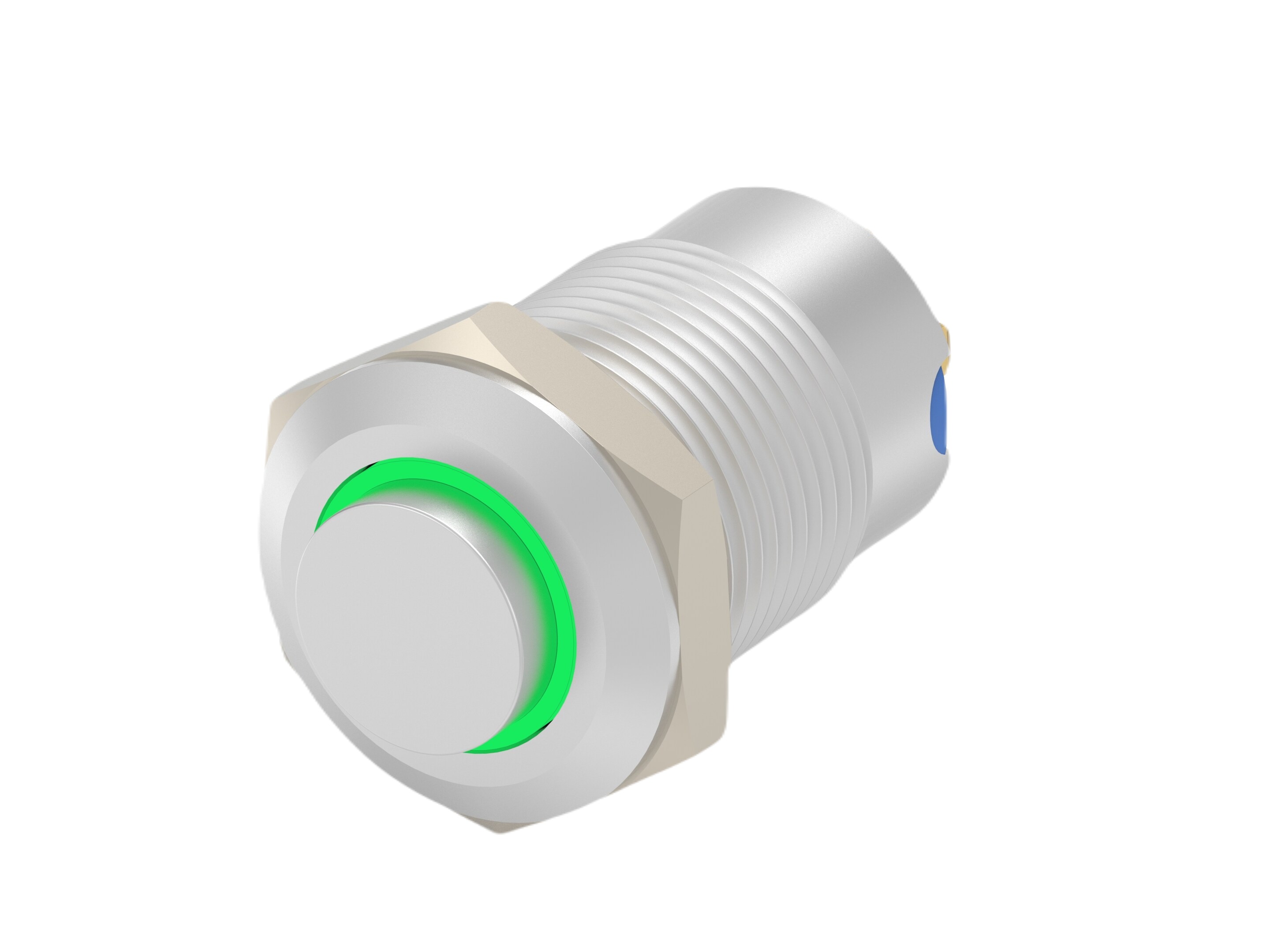 TE Connectivity AV12 Series Illuminated Push Button Switch, Momentary, Threaded, 9mm Cutout, SPST, Green LED, 12V, IP67