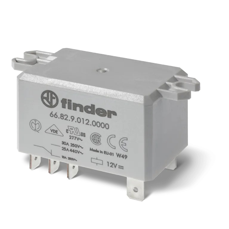 Finder Flange Mount Power Relay, 12V Coil, 50A Switching Current, DPST