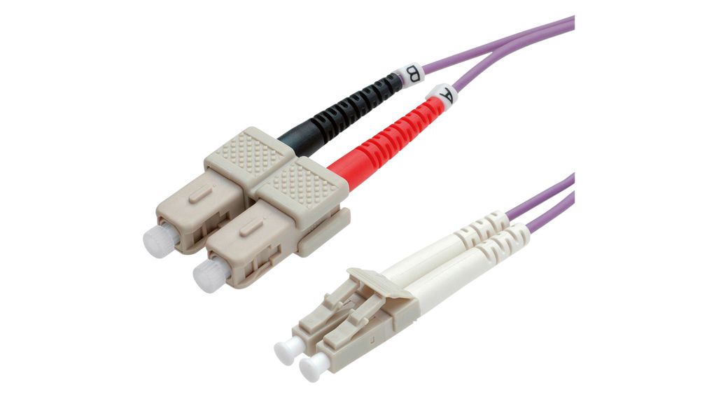 Roline LC to SC Multi Mode OM3 Fibre Optic Cable, Purple, 500mm