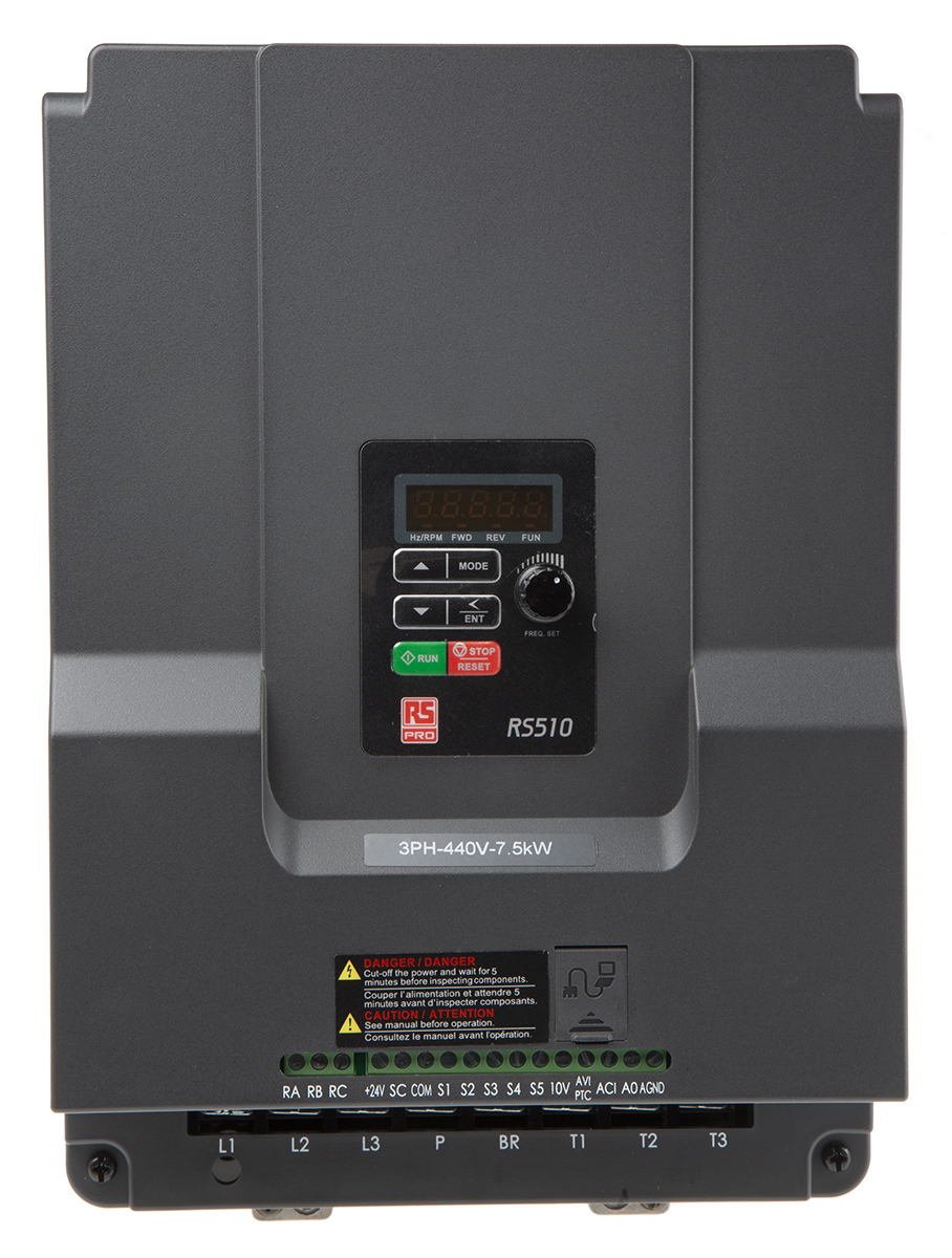 RS PRO Inverter Drive, 7.5 kW, 3 Phase, 380 → 480 V ac, 19.3 A