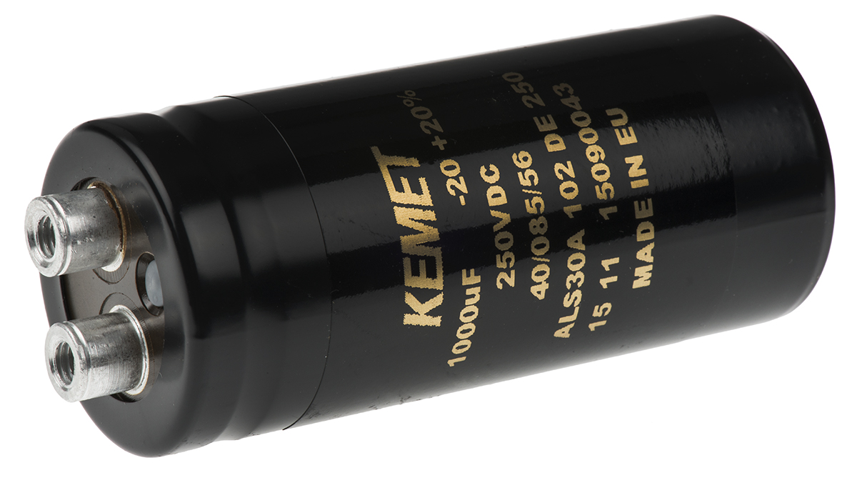 KEMET 1000μF Aluminium Electrolytic Capacitor 250V dc, Screw Terminal - ALS30A102DE250