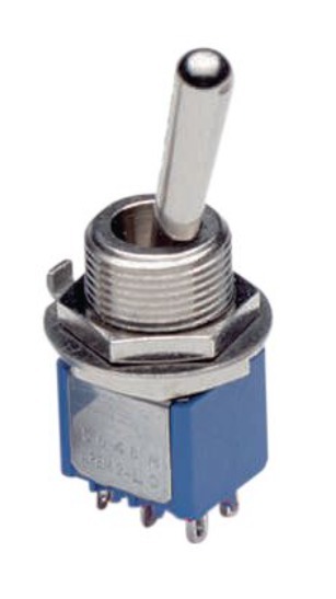 APEM Toggle Switch, Panel Mount, Momentary-Off-Momentary, 1P, Solder Lug Terminal, 125V ac