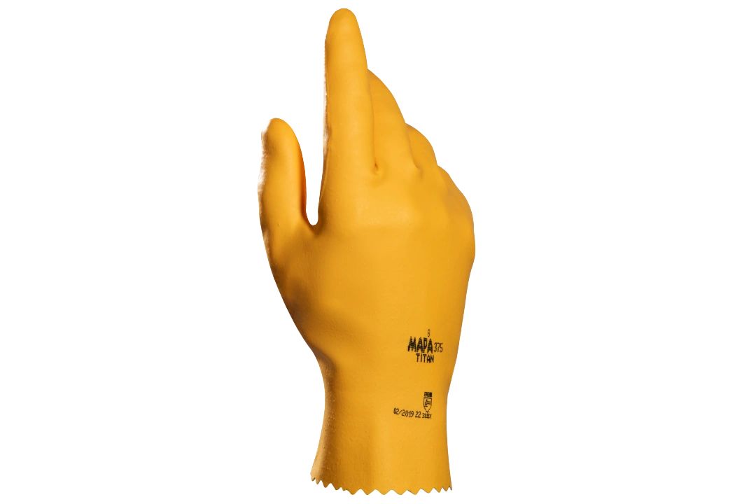 Mapa TITAN 375 Yellow Nitrile Work Gloves, Size 6