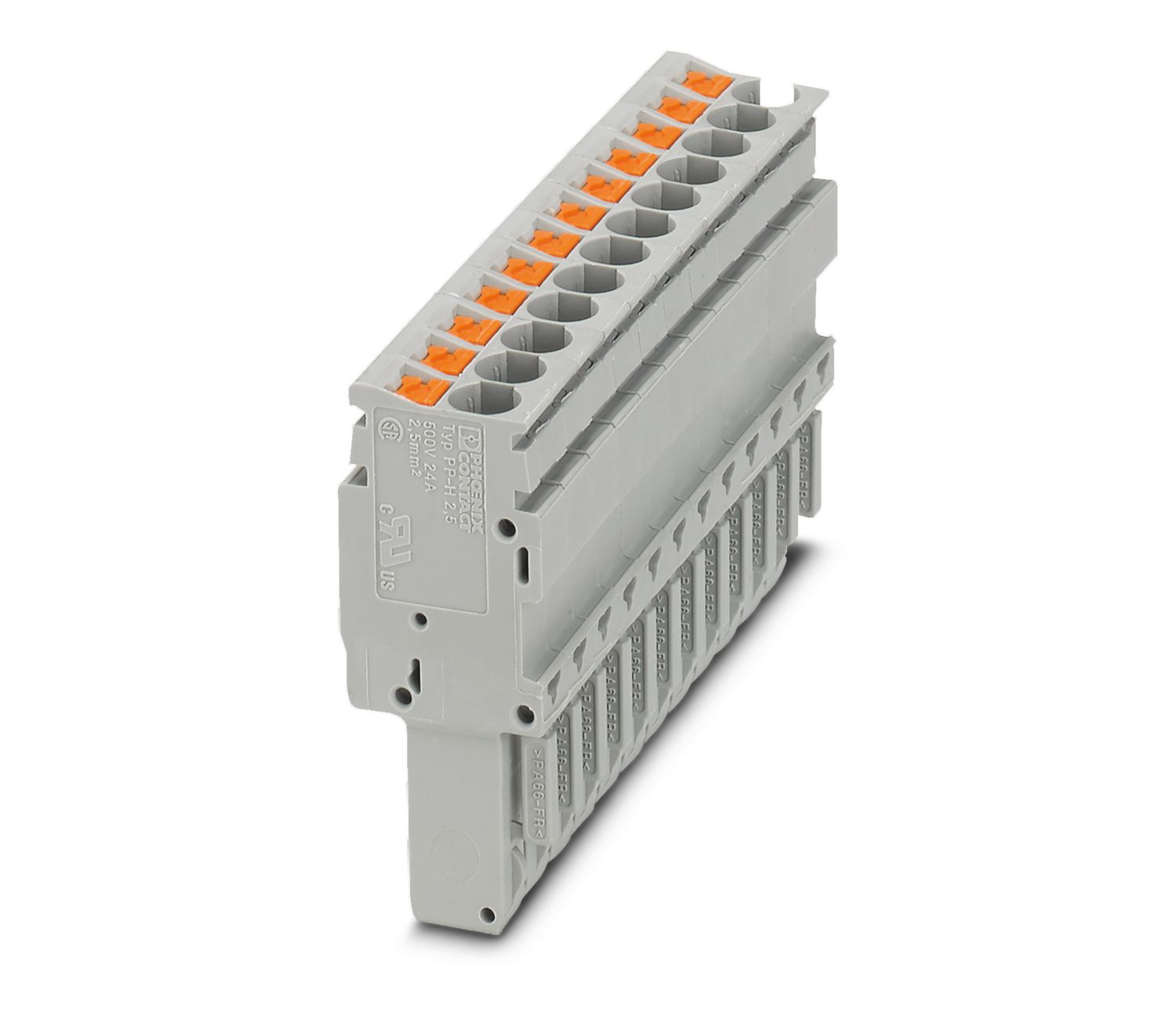 Phoenix Contact, PP-H 2.5/12, 12 Way, Pluggable Terminal Block, Plug, Push In Termination, 3209976