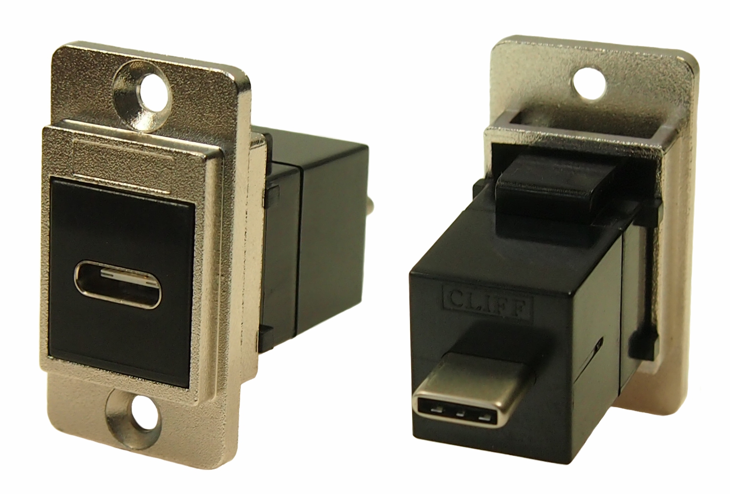 RS PRO Straight, Panel Mount, Female to Male- Dual Port Type USB-C USB Connector