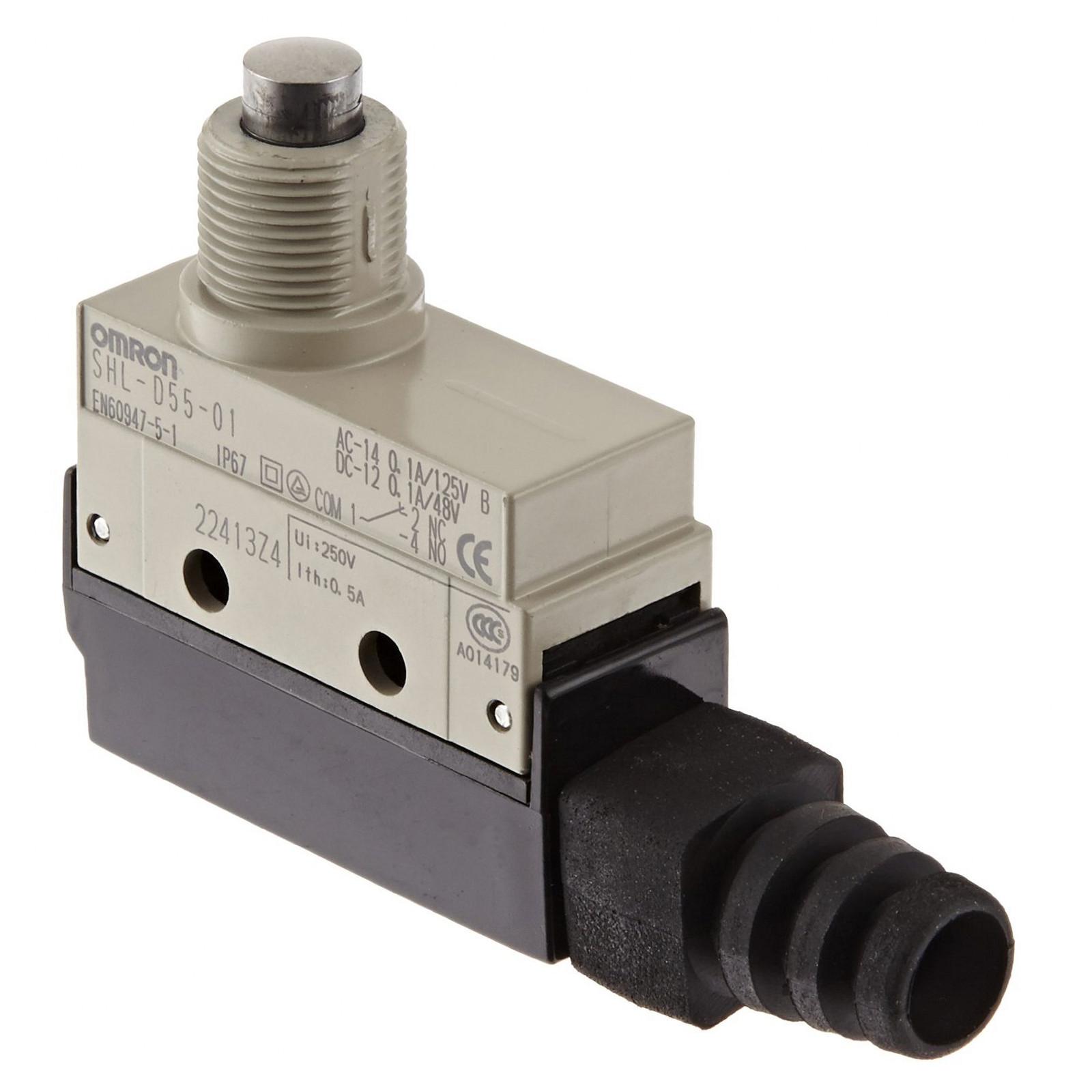 Omron SHL Series Plunger Limit Switch, NO/NC, IP67, SPDT, Zinc Housing, 125V ac ac Max, 0.1A Max