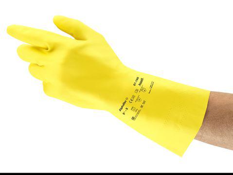 Ansell AlphaTec Yellow Latex Work Gloves, Size 7.5/8, Latex Coating