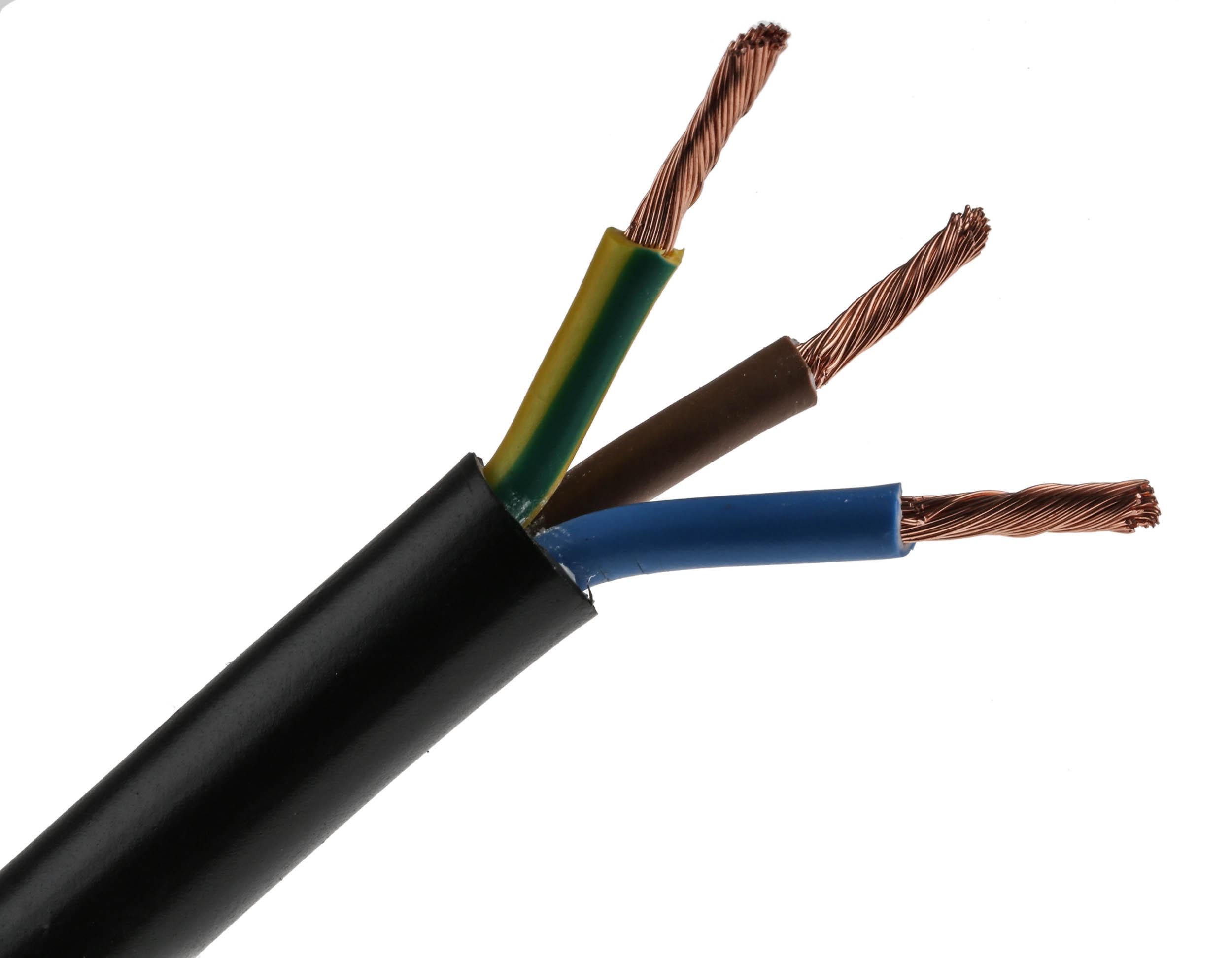 RS PRO 3183Y 4 mm² 3 Core Power Cable, H05VV-F, Black PVC, 100m