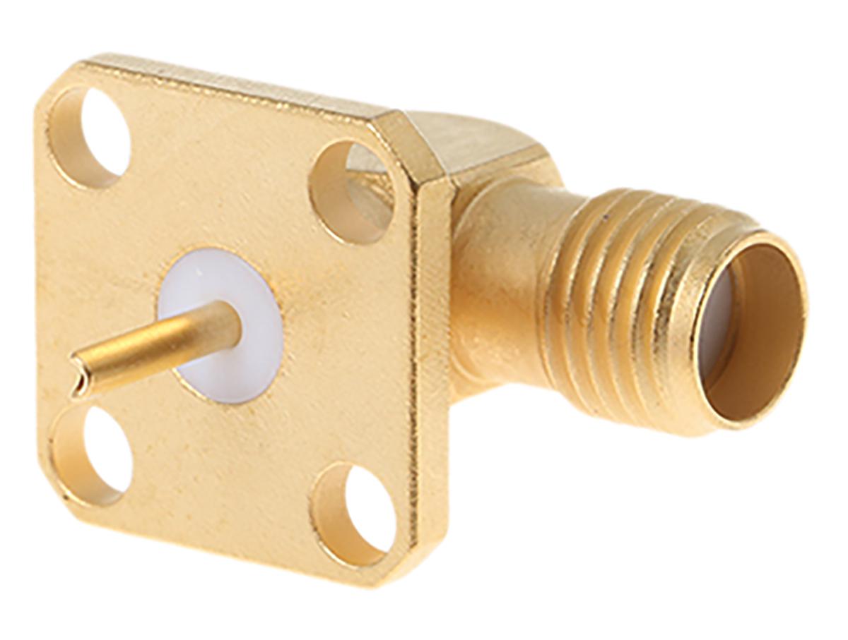 Radiall, Jack Flange Mount SMA Connector, 50Ω, Solder Termination, Right Angle Body