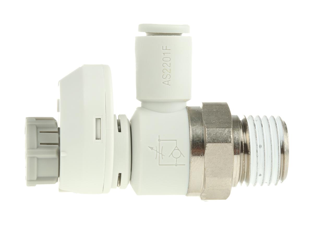 SMC AS Series Threaded Speed Controller, R 1/4 Male Inlet Port x 6mm Tube Outlet Port