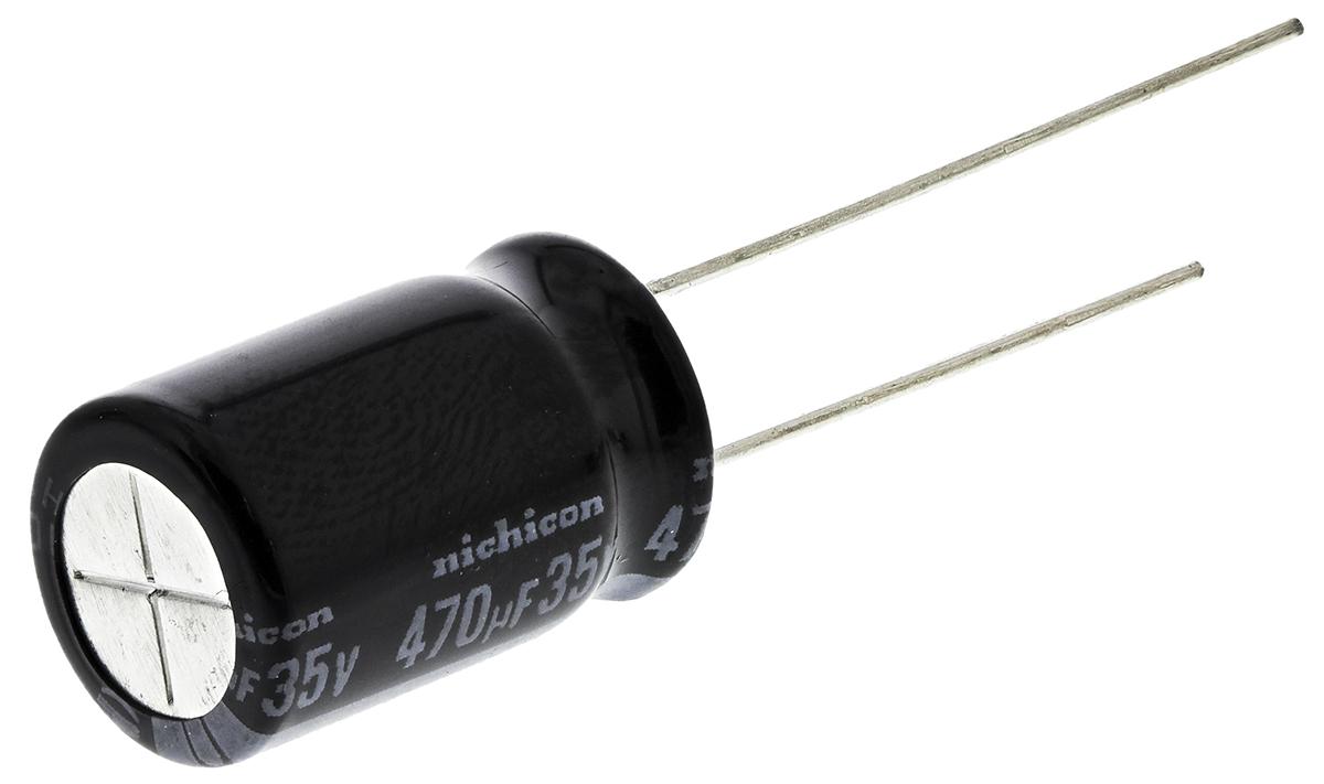 Nichicon 470μF Aluminium Electrolytic Capacitor 35V dc, Radial, Through Hole - UVY1V471MPD
