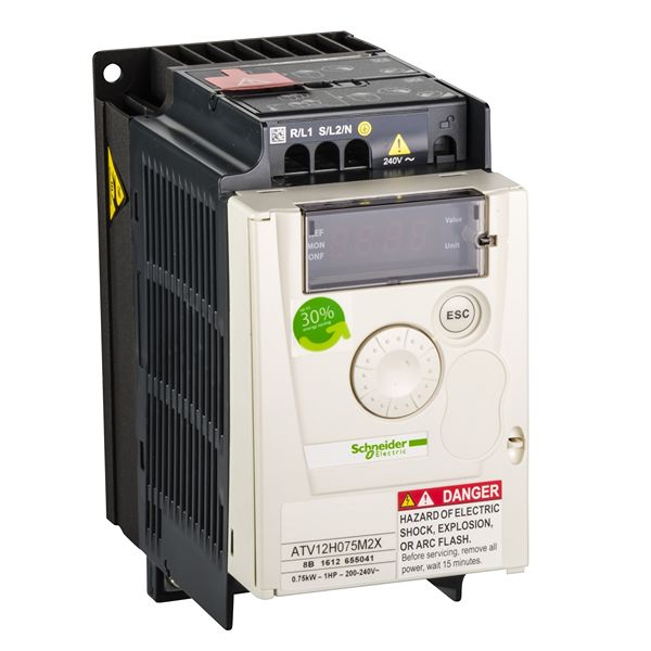 Schneider Electric Variable Speed Drive, 0.75 kW, 1 Phase, 240 V, 4.2 A, Altivar 12 Series