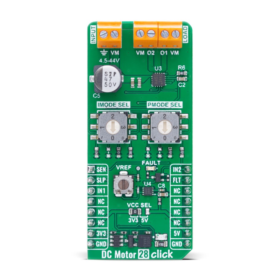 MikroElektronika DC Motor 28 Click - FTG Sensor Add-On Board Add On Board for Single-Channel H-Bridge Driver Industrial