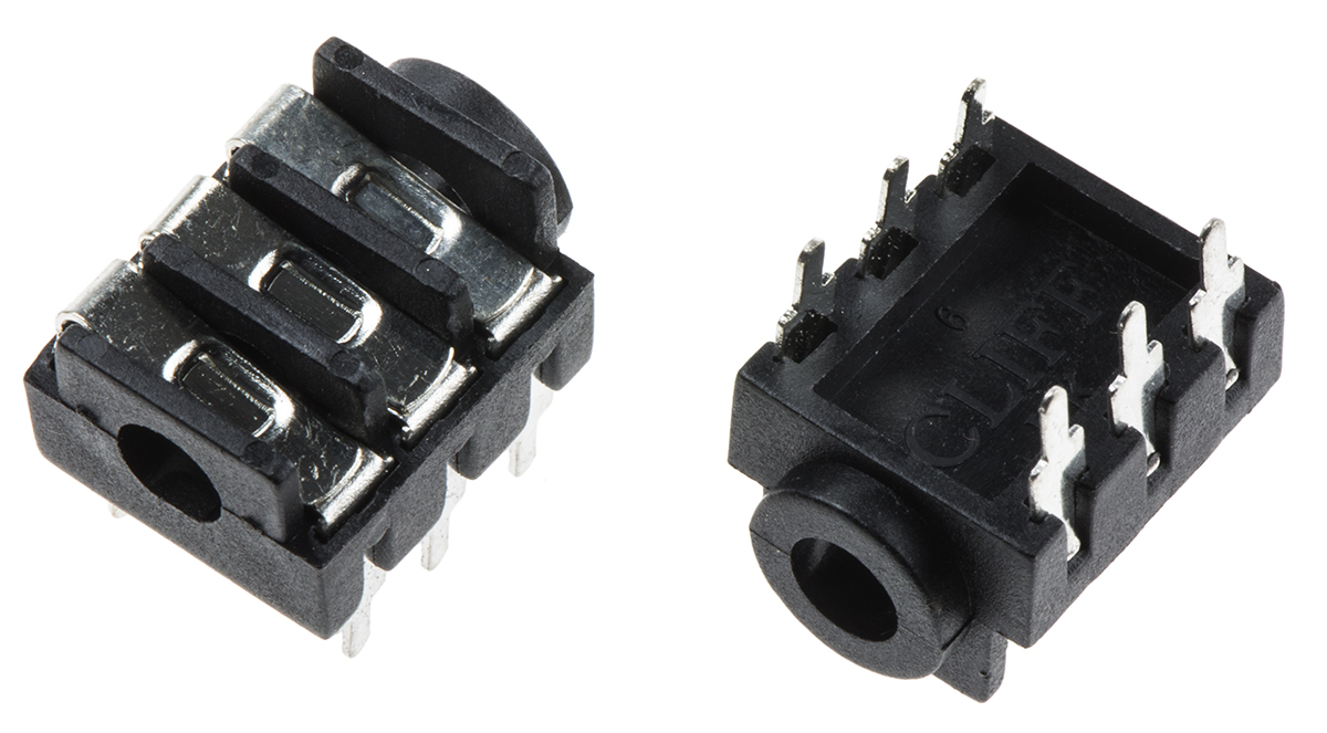 RS PRO Jack Connector 3.5 mm PCB Mount Stereo Socket, 6Pole 5A