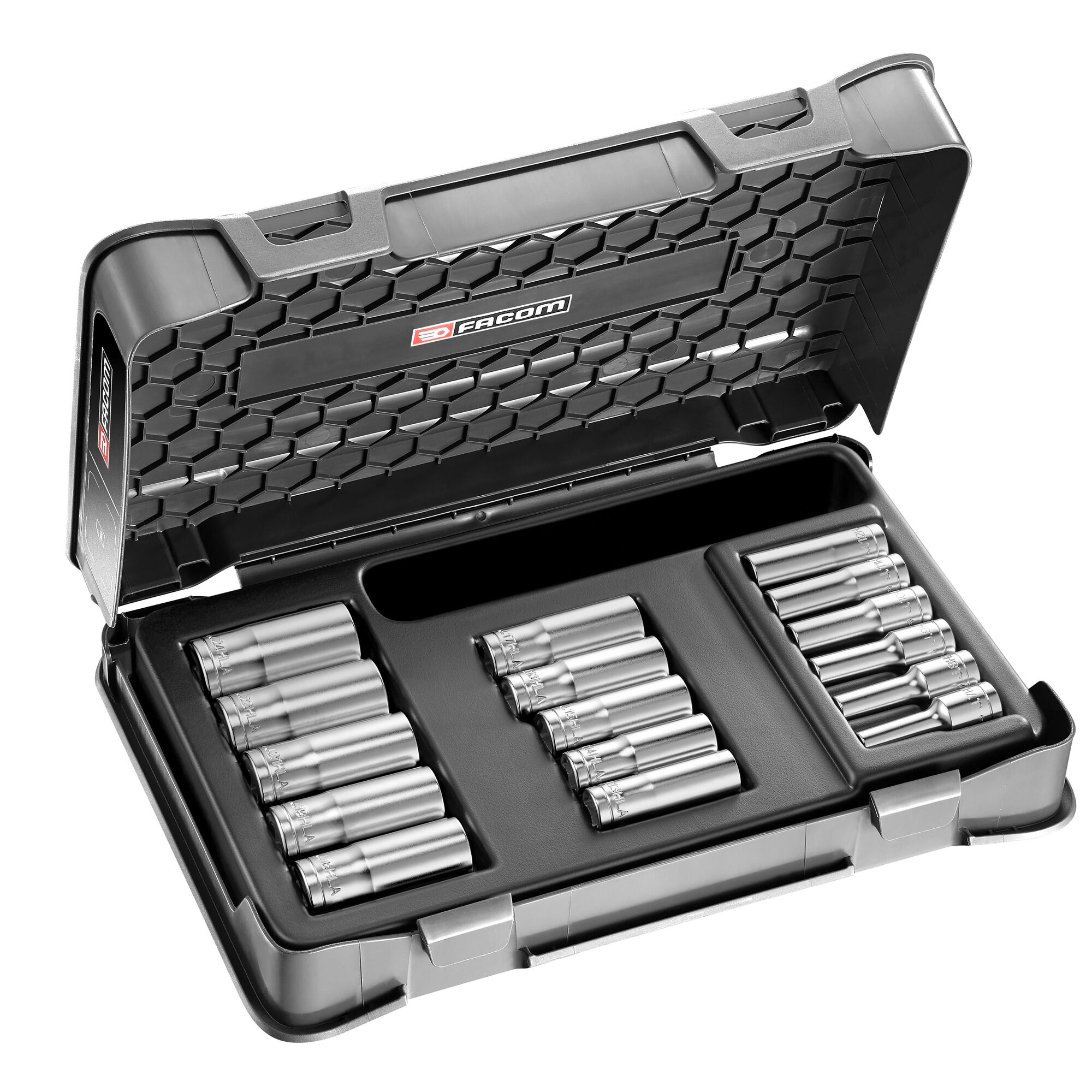 Facom 16-Piece Metric 3/8 in Deep Socket Set, 6 point