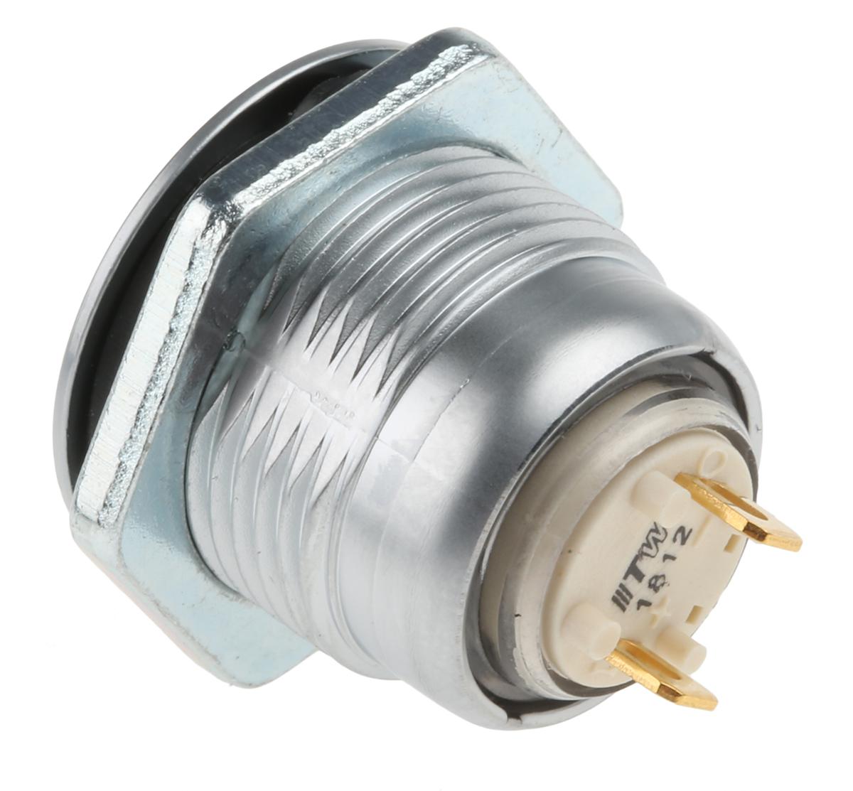 ITW Switches 57M Series Miniature Push Button Switch, Latching, Panel Mount, 16.1mm Cutout, SPST, Clear LED, 48V dc,