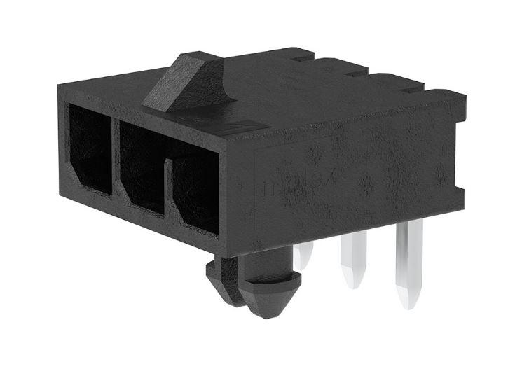 Molex Micro-Fit Series Right Angle Through Hole PCB Header, 3 Contact(s), 3 mm Pitch, 1 Row, Shrouded