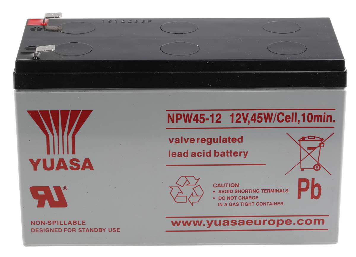 Yuasa 12V Faston 6.35mm Sealed Lead Acid Battery, 8.5Ah