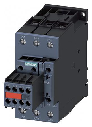 Siemens 3RT2 Contactor, 230 V Coil, 3-Pole, 50 A, 22 kW 230 V, 3 NO, 690V