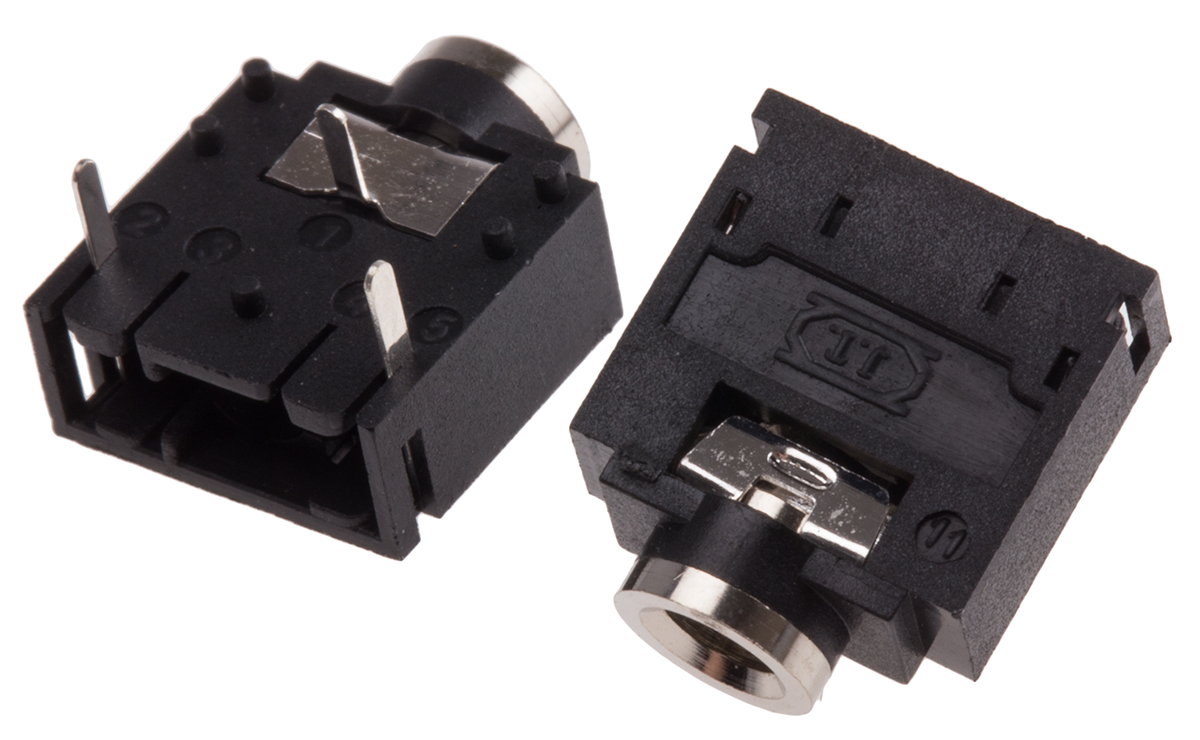 RS PRO Jack Connector 3.5 mm PCB Mount Stereo Socket, 3Pole