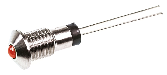 Marl Red Panel Mount Indicator, 2.8V, 6mm Mounting Hole Size, Lead Pin Termination
