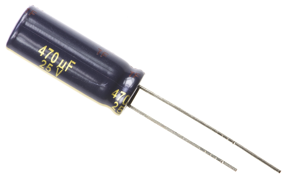 Panasonic 470μF Aluminium Electrolytic Capacitor 25V dc, Radial, Through Hole - EEUFC1E471L