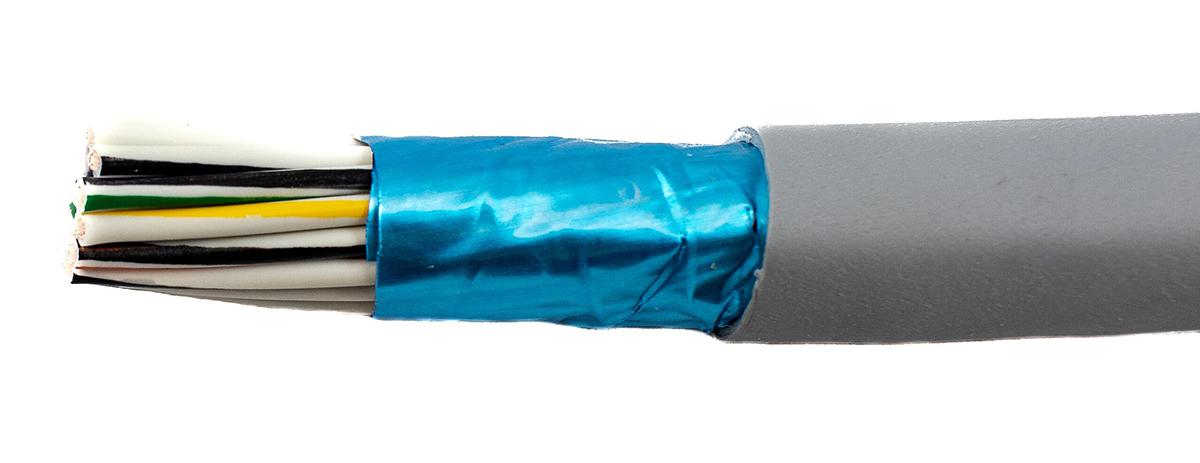 Alpha Wire Ecogen Ecocable Mini Control Cable, 25 Cores, 0.38 mm² 22 AWG, Screened, 30 m, Grey Modified Polyphenylene